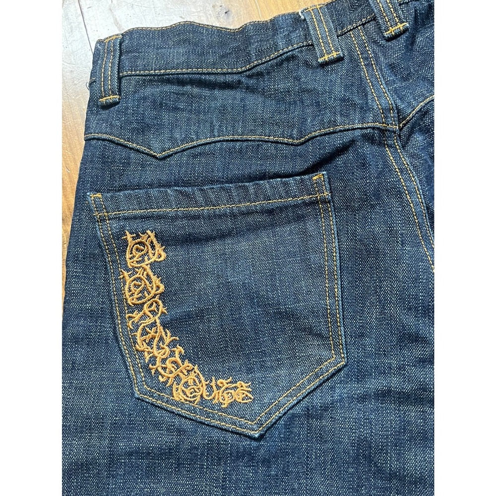 Brooklyn Xpress Mens Dark Wash Embroidered Straight Leg Denim Jeans W34 L34 - Picture 5 of 8